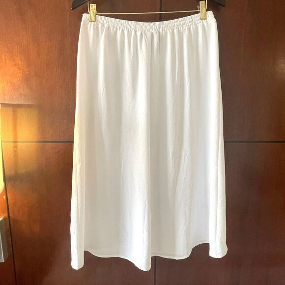 NYCC Women's White Midi Long Button Elastic Waist Tie Front Skirt Size S - Picture 4 of 7